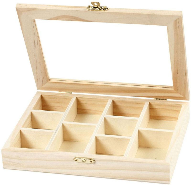 Creotime - Houten Doos - Blank - Hout, Glas, Metaal