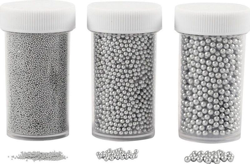 28388 Mini stenen van glas - 0.6-0.8-1.5-2mm - Zilver - 3 afmetingen - 3x 45gram