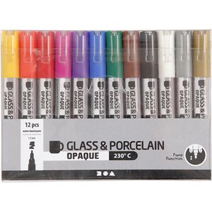 CC Glas- en Porseleinstift Dekkend Set 12 stuks