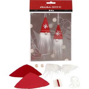 Creativ Company - Mini Hobbyset - Naaien - Hangende Kerstkabouters - DIY - 2st