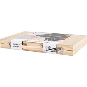 Schets en Tekenset - Houten Koffer - Compleet Starterspakket