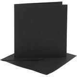 CC Kaarten & Enveloppen Zwart 15x15 cm 50 sets