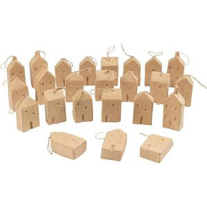 Creativ Company - Papier-mache Huis Hanger - 24 Stuks - Handgemaakt Huis