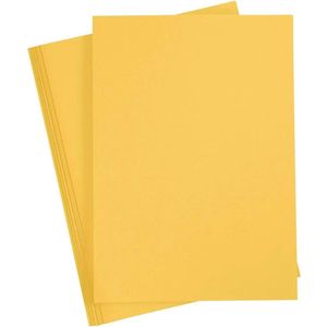Hobby karton - A4 formaat - 20x vellen - geel - 180 grams - papier - knutselen met papier - knutselpapier