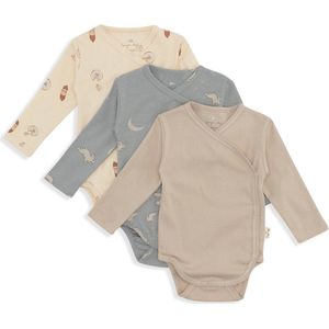 Konges Sløjd - Newborn Overslagrompers - Rompertjes - Cue Saucisse - Set van 3 van Biologisch Katoen