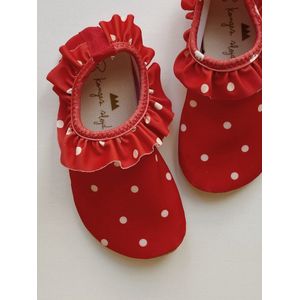 Konges Slojd Swim Frill Shoes - Zwemschoenen/Turnpantoffel Antislip - Kelly Red Dot - Maat 26/27