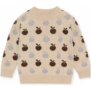 Konges Sløjd - Belou - Trui - Creme - 100% Merinowol, Oversized Pasvorm, Print met Appeltjes