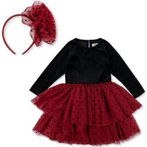 Konges Sløjd - Flamenco Jurk - Fluwelen Top - Mesh Tule Rok - Inclusief Haarband