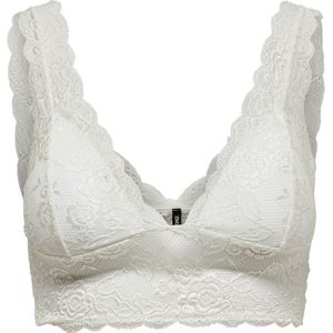 Only - Witte V-hals Mouwloze Kant Top - Dames - Polyester