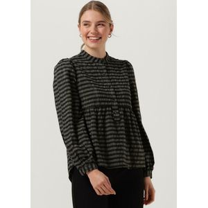 Levete Room - Vela Blouse - Groen - Polyester - V-halslijn - Lange Mouwen