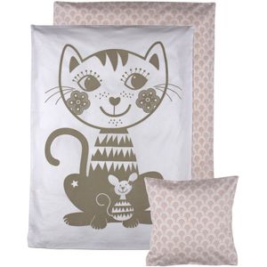 Roommate Dekbedovertrek Cat Grijs/roze 70 X 100 Cm