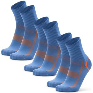 DANISH ENDURANCE Korte Sport Sokken - Lichte Compressie - Anti Blaren - 3-paar - Blauw/Oranje - Maat 39-42