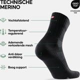 DANISH ENDURANCE Premium Hardloopsokken met Merino Wol - voor Dames & Heren - 2 paar - Zwart/Grijs - Maat 39-42