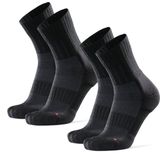 DANISH ENDURANCE Premium Hardloopsokken met Merino Wol - voor Dames & Heren - 2 paar - Zwart/Grijs - Maat 39-42