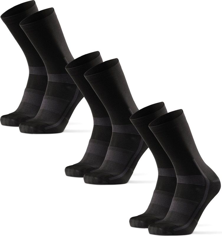 DANISH ENDURANCE Crew Fietssokken Dames en Heren - Ademend - Mountainbiken & Wielrennen - 3 paar - Zwart - Maat 39-42