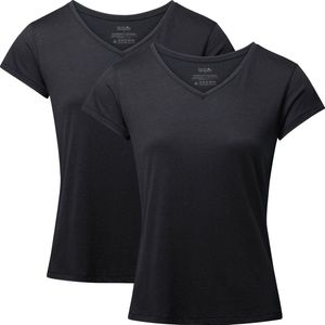 DANISH ENDURANCE T-Shirt - V-Hals - Dames - Zwart - 2-pack