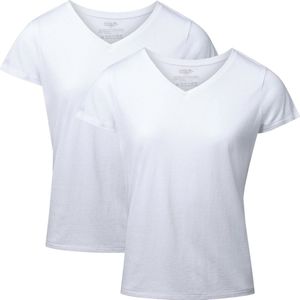 DANISH ENDURANCE T-Shirt - V-Hals - Dames - Wit - 2-pack