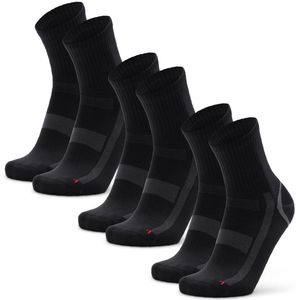 DANISH ENDURANCE Korte Sport Sokken - Lichte Compressie - Anti Blaren - Zwart Grijs - 3-paar