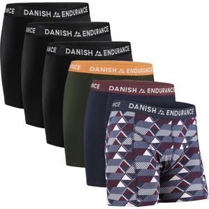 DANISH ENDURANCE - Katoenen Boxershorts - 6 Pack - Zwart/Groen/Blauw Gemêleerd