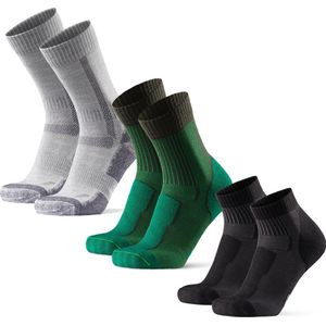 DANISH ENDURANCE Wandelsokken Set met Merino Wol, voor Dames & Heren, Verschillende Soorten, 3 paar, Veelkleurig (Classic Sokken Grijs, Light Sokken Zwart, Low-Cut Sokken Donkergroen), 35-38