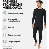 DANISH ENDURANCE Thermo Ondergoed set voor Heren - van Merino Wol - Ademend - Zwart- S