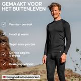 DANISH ENDURANCE Thermo Ondergoed set voor Heren - van Merino Wol - Ademend - Zwart- S