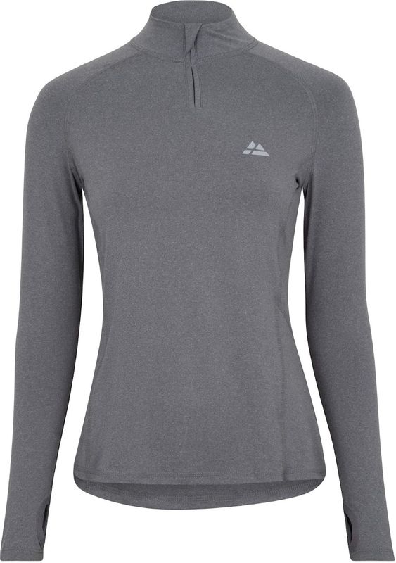 DANISH ENDURANCE Workout Shirt - Vrouwen - Lange Mouwen - met Rits - Reflecterende Details - Grijs - L