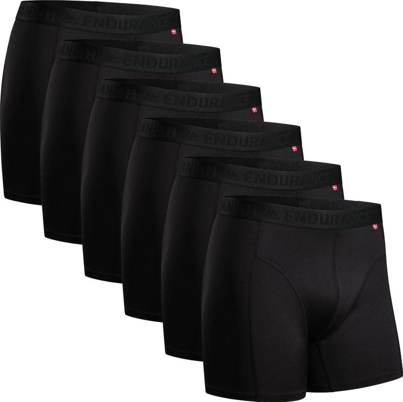 DANISH ENDURANCE Sportonderbroeken Heren - Quick Dry - Sport Boxershorts - 6 pack - Zwart - Maat 4XL