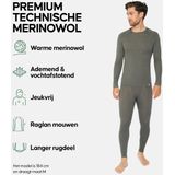 DANISH ENDURANCE Thermo Ondergoed set voor Heren - van Merino Wol - Ademend - Donkergrijs - M