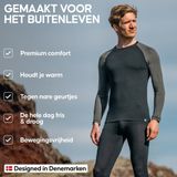 DANISH ENDURANCE Thermo Ondergoed set voor Heren - van Merino Wol - Ademend - Donkergrijs - S