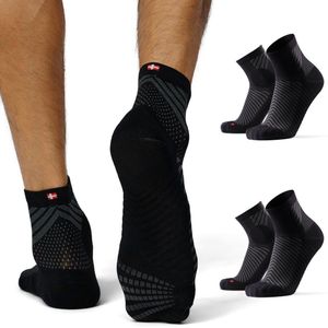 DANISH ENDURANCE Anti-Slip Hardloopsokken - Dames & Heren - 2 paar - Zwart - Maat 43-47