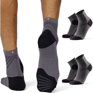 DANISH ENDURANCE - Hardloopsokken - Zwart/Grijs - Antislip Wandelsokken - 2 Paar