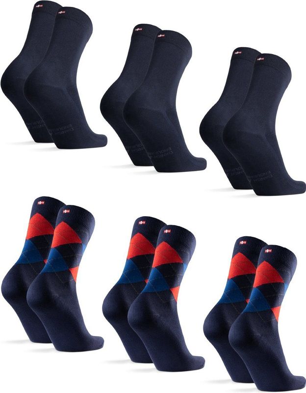 DANISH ENDURANCE - Klassieke Bamboe Viscose Sokken - Meerkleurig - 6-paar