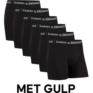 DANISH ENDURANCE Boxershorts - Katoen - Zwart met Gulp - 6 Pack