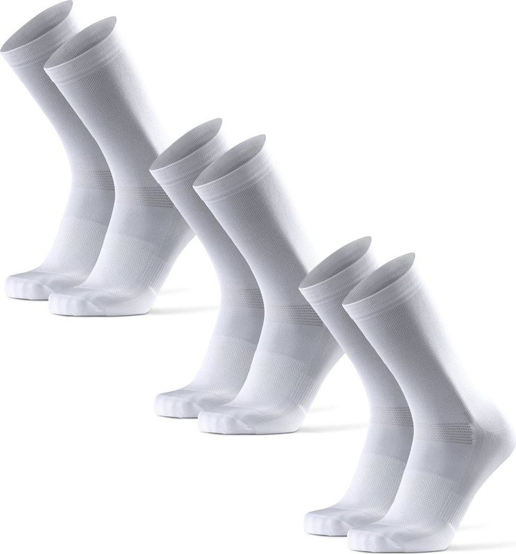 DANISH ENDURANCE Crew Fietssokken Dames en Heren - Ademend - Mountainbiken & Wielrennen - 3 paar - Wit/Zwart - Maat 43-47