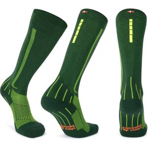 DANISH ENDURANCE Compressiesokken, 21-26mmHg, Zweetafvoerend, Hardlopen en Vliegen, Gegradueerde Ondersteuning, voor Mannen & Vrouwen, Unisex, 1 Paar, Groen/Geel, 39-42