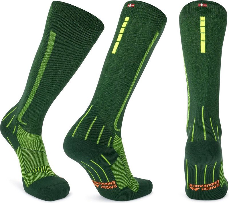 DANISH ENDURANCE Compressiekousen Dames & Heren - 21-26 mmHg - Groen/Geel - Maat 43-47 - 1 paar