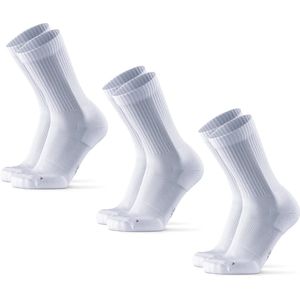 DANISH ENDURANCE Hardloopsokken voor Lange Afstanden, Enkellengte, Anti-Blaar, Dames & Heren, Unisex 3 Paar, Wit, 43-47