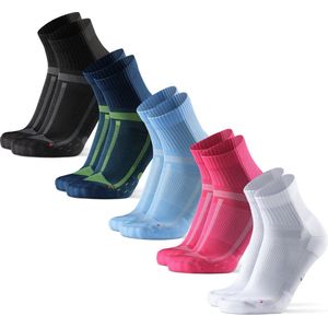 DANISH ENDURANCE Kwartlengte Hardloopsokken voor Lange Afstanden Dames en Heren 5 paar - anti blaren - Maat 43-47