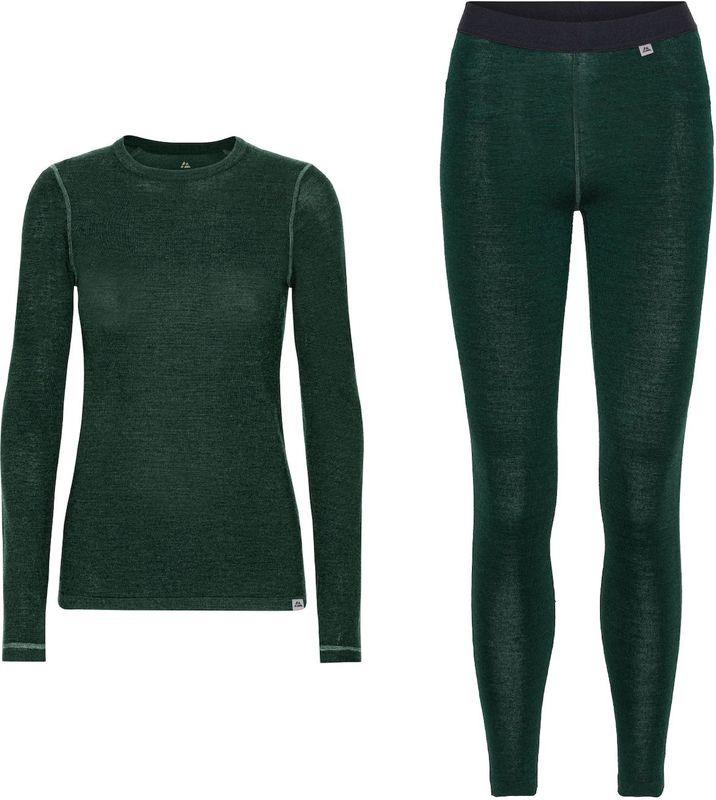 DANISH ENDURANCE Thermo Ondergoed set voor Dames - van Merino Wol - Ademend - Donkergroen - XL