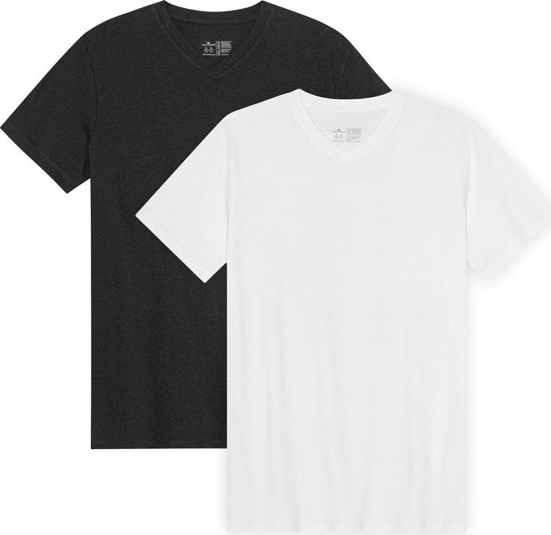 DANISH ENDURANCE T-Shirt voor Heren - V-Neck - Wit en Zwart - 2 pack