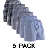 DANISH ENDURANCE Losse Boxershorts biologisch katoen Heren Ondergoed - Knoopgulp - 6-pack - Blauw/Gestreept Mix - Maat 3XL