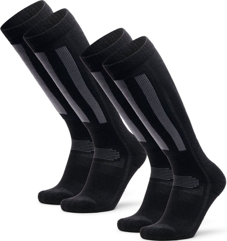 Merino Skisokken - Kniehoog - Zwart - Merinowol - Antibacterieel