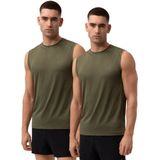 DANISH ENDURANCE - Sport Tank Top - Olijfgroen - Quick-Dry - Gerecycled Materiaal - 2-pack