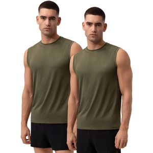 DANISH ENDURANCE - Sport Tank Top - Olijfgroen - Quick-Dry - Gerecycled Materiaal - 2-pack