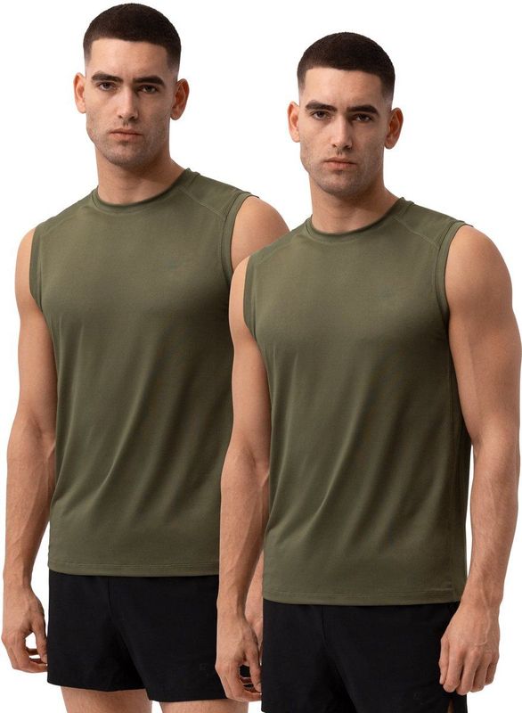 DANISH ENDURANCE - Sport Tank Top - Olijfgroen - Quick-Dry - Gerecycled Materiaal - 2-pack