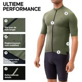 DANISH ENDURANCE - Fietsshirt - Olijfgroen - Korte Mouwen - Ademend - Volledige Ritssluiting