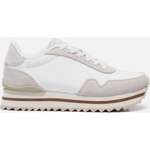 Woden, Leren Plateau Laars III Beige, Dames, Maat:40 EU