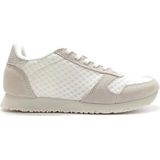 Woden, Klassieke Suede Mesh Sneaker Beige, Dames, Maat:42 EU