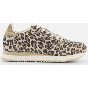 Woden, Dierenprint Leren Sneakers Bruin, Dames, Maat:37 EU